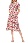 Alexia Admor Printed Spread Collar Midi Dress In Summer Garden