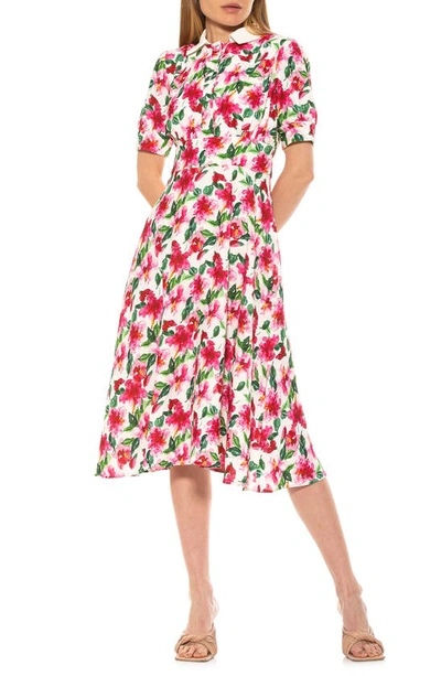 Alexia Admor Printed Spread Collar Midi Dress In Summer Garden