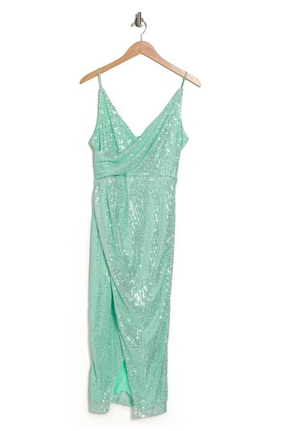 Area Stars Sequin Embellished Midi Dress In Green