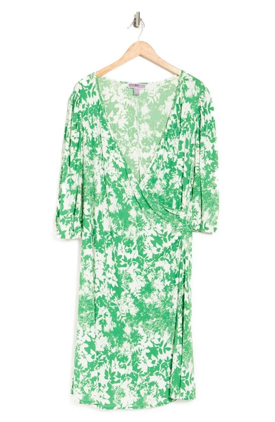 By Design Amelia Side Ruched Surplice Dress In Botanical