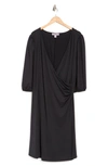 By Design Amelia Side Ruched Surplice Dress In Black