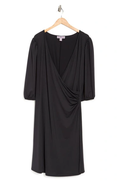 By Design Amelia Side Ruched Surplice Dress In Black