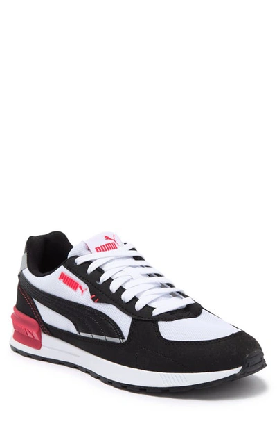 Puma Graviton Running Shoe In White/ Black/ High Risk Red