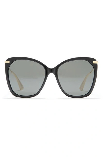 Gucci 56mm Cat Eye Sunglasses In Black Gold Grey