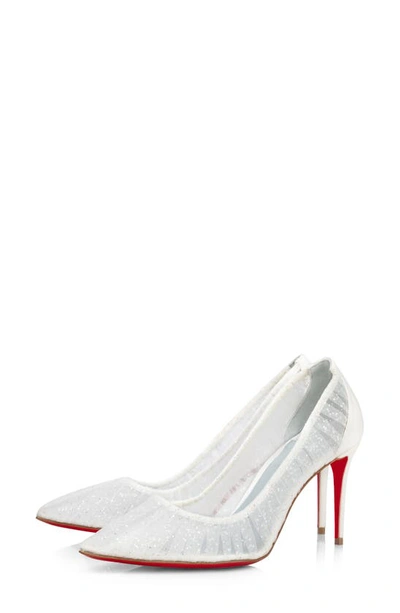 Christian Louboutin Sporty Kate 85mm Patent Soft Lining Red Sole Pumps In White