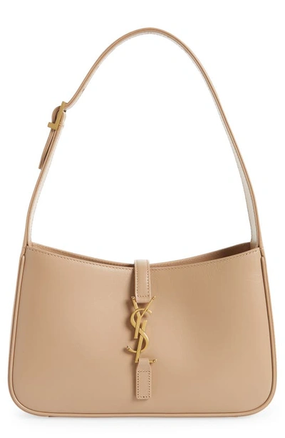 Saint Laurent Le 5 À 7 Leather Hobo In 9832 New Nude