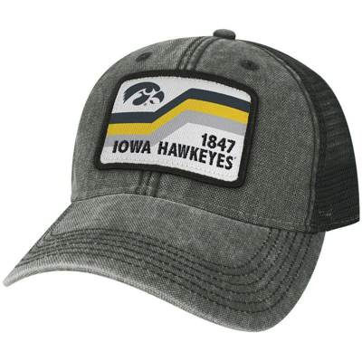 Legacy Athletic Men's Black Iowa Hawkeyes Sun & Bars Dashboard Trucker Snapback Hat