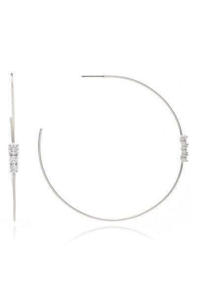 Rivka Friedman 76mm Cluster Cz Hoop Earrings In White Rhodium Clad