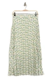 Max Studio Pleated Midi Skirt In Ivory Olive/ Gold Floral