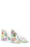 Torgeis Paradise Tropical Print Block Heel Sandal In White