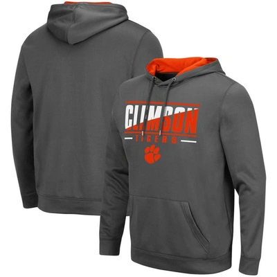Colosseum Men's Charcoal Clemson Tigers Slash Stack 2.0 Pullover Hoodie