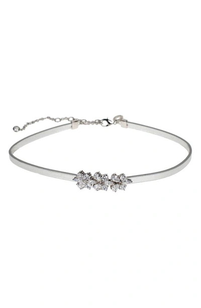 Cz By Kenneth Jay Lane Marquise & Pear Cz Cluster Choker Necklace In Silver