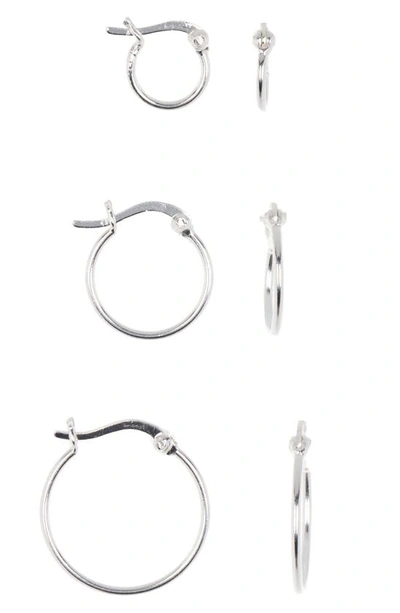 Argento Vivo Trio Hoop Set In Silver