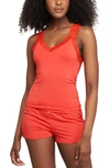 Fleur't Iconic Lace Trim Camisole With Shelf Bra In Goji