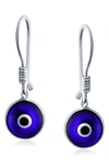 Bling Jewelry Sterling Silver Evil Eye Drop Earrings In Navy