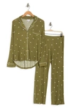 Nordstrom Rack Tranquility Long Sleeve Shirt & Pants 2-piece Pajama Set In Olive Mayfly Gentle Dot