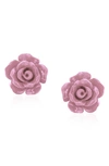 Bling Jewelry 3d Rose Stud Earrings In Light Purple