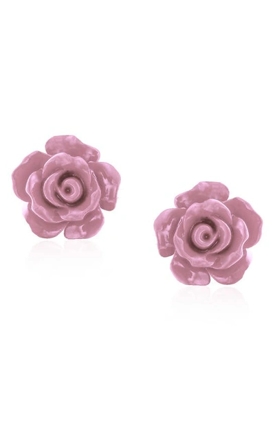 Bling Jewelry 3d Rose Stud Earrings In Light Purple