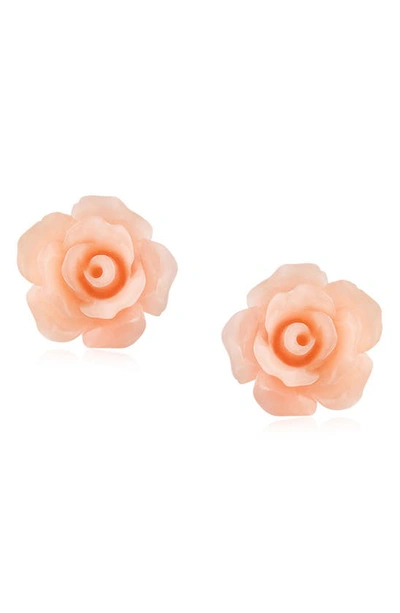 Bling Jewelry 3d Rose Stud Earrings In Pink