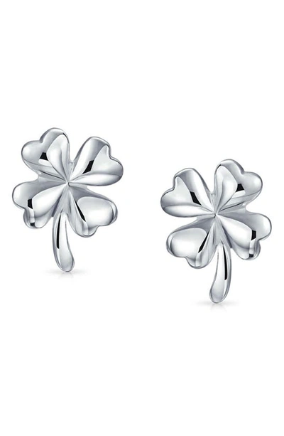 Bling Jewelry Sterling Silver Good Luck Four Leaf Clover Stud Earrings