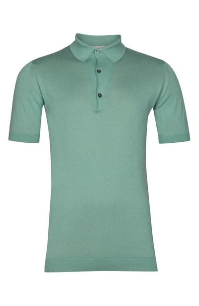 John Smedley Fine-knit Wool Polo Shirt In Grün