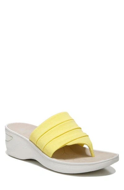 Bzees Dallas Flip-flop Wedge Sandal In Sunshine Yellow Texture Fabric