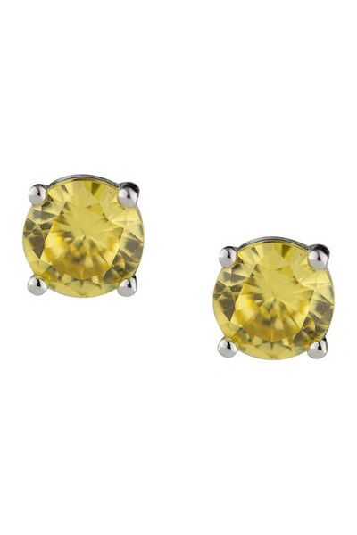 Cz By Kenneth Jay Lane Round Cz Stud Earrings In Yellow/silver