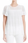 Max Studio Mesh Pleated Top In Ivory