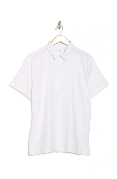 Onia Stretch Linen Short Sleeve Button Front Shirt In White