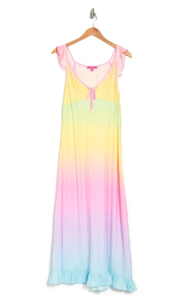 Betsey Johnson Rainbow Rays Maxi Dress In Rainbow Sunrise | ModeSens