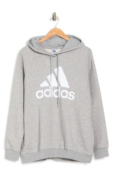 Adidas Originals Logo Hoodie In Medium Grey Heather/white