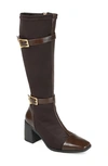 Journee Collection Womens Gaibree Stacked Heel Knee High Boots In Chocolate