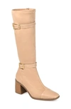 Journee Collection Womens Gaibree Stacked Heel Knee High Boots In Beige