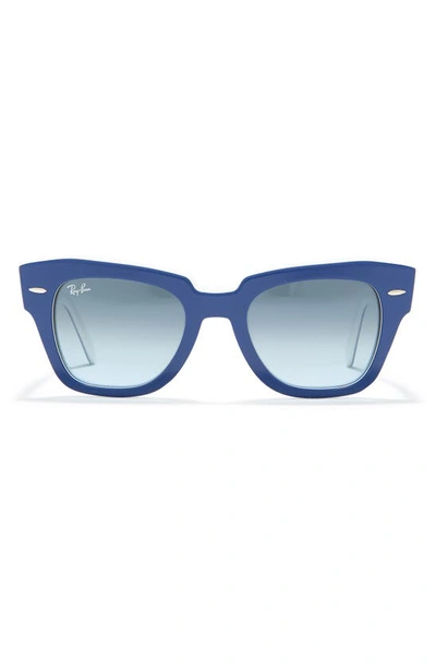 Ray Ban State Street 49mm Gradient Square Sunglasses In Blue/ White / Gradient Grey