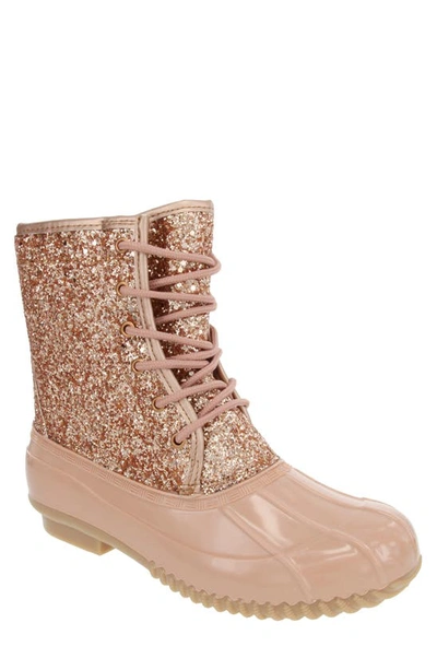 Sugar Women's Skylar Glitter Duck Boots Women's Shoes In Rose Gold Glitter