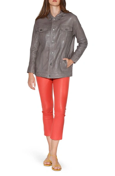 Walter Baker Sutton Leather Jacket In Dark Taupe