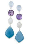 SAMUEL B. STERLING SILVER MULTI GEMSTONE DROP EARRINGS