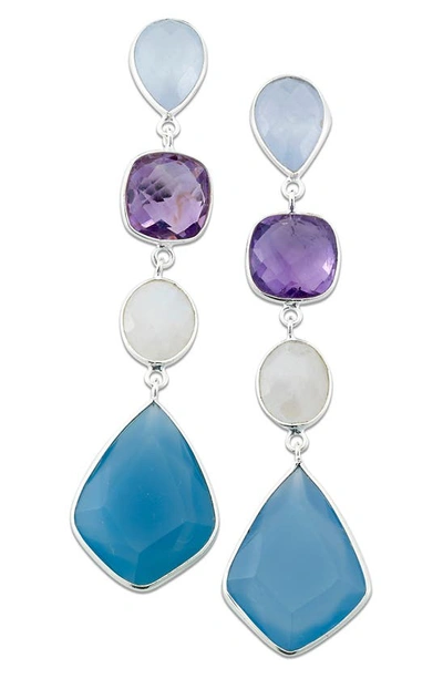 Samuel B. Sterling Silver Multi Gemstone Drop Earrings