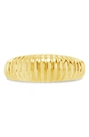Sterling Forever Ribbed Open Bombe Ring In Gold