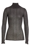 Rag & Bone Lexi Semisheer Cotton Blend Rib Turtleneck Top In Black