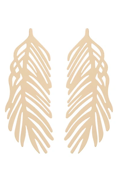 Melrose And Market Statement Feather Earrings In Gold