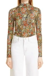 Samsoe & Samsoe Elsi Floral Print Mock Neck Top In Dreamy Daiquiri