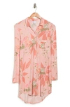Nordstrom Rack Tranquility Button Front Nightshirt In Pink Smoke Paradise Blooms