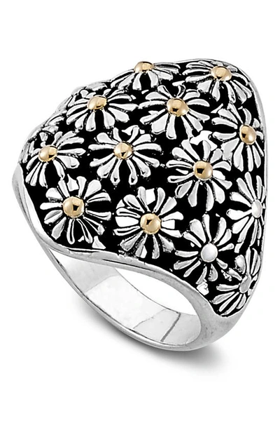 Samuel B. 18k Yellow Gold & Sterling Silver Flower Ring In Silver And Gold