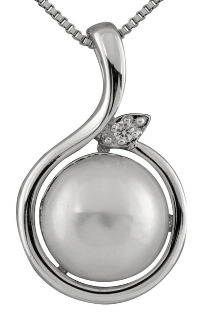 Splendid Pearls Sterling Silver Mabe Pearl Pendant Necklace In White