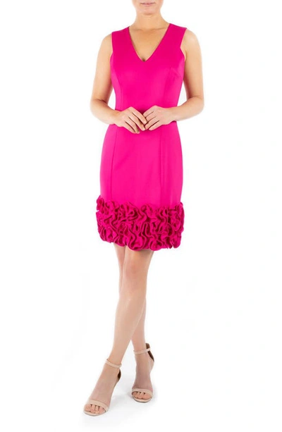 Donna Ricco Cupcake Hem Scuba Sheath Dress In Fuchsia