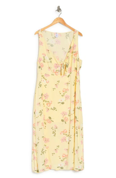 Abound Tie Front Midi Dress In Yellow Delicate Floral