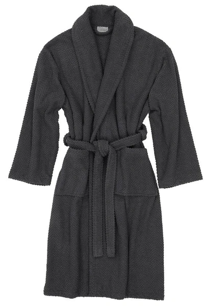 Linum Home Textiles Unisex Herringbone Weave Bathrobe In Gray