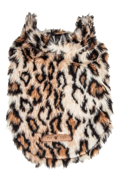 Petkit Pet Life® Luxe Lab-pard Dazzling Leopard Patterned Faux Mink Fur Dog Coat Jacket In Brown
