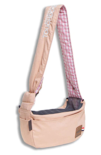 Touchdog Toga-bark Over-the-shoulder Hands-free Pet Carrier In Peach